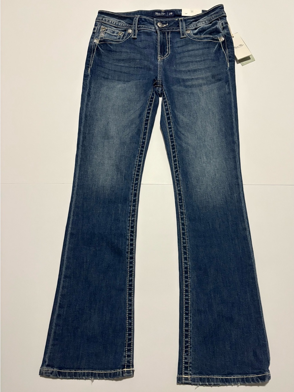 NWT Miss Me Mid Rise Boot Cut Wing Pocket Jeans Size 29
